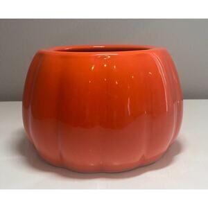 Ceramic Pumpkin Planter Pot 3.75H x 4.5"W With Insert Halloween Fall Decor